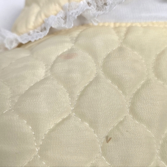 1960s Nanette? Quilted Yellow Blazer Open Jacket Tie Ribbon Size Medium - Picture 4 of 6